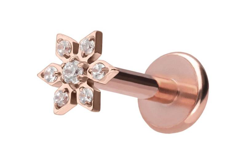 PIERCINGLINE Piercing-Set Titan Labret mit Push Fit KRISTALLBLUME (Labrets, 1-tlg) von PIERCINGLINE