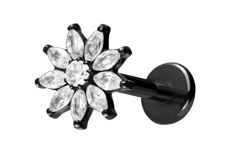PIERCINGLINE Piercing-Set Titan Labret mit Push Fit KRISTALLBLUME (Labrets, 1-tlg) von PIERCINGLINE