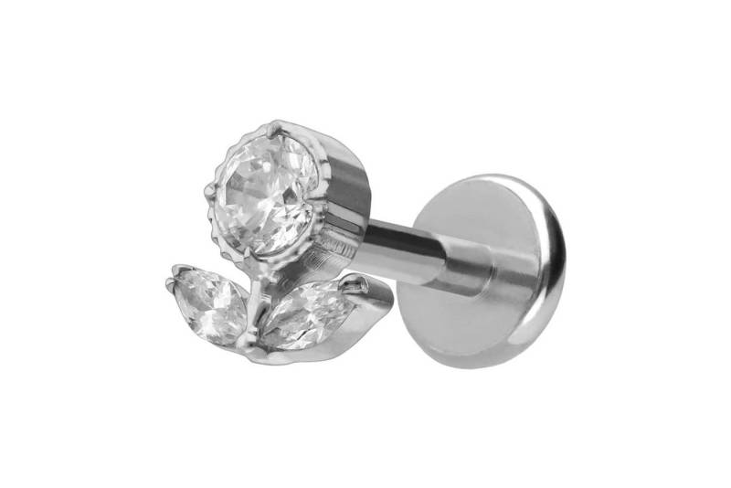 PIERCINGLINE Piercing-Set Titan Labret mit Push Fit KRISTALLBLUME (Labrets, 1-tlg) von PIERCINGLINE