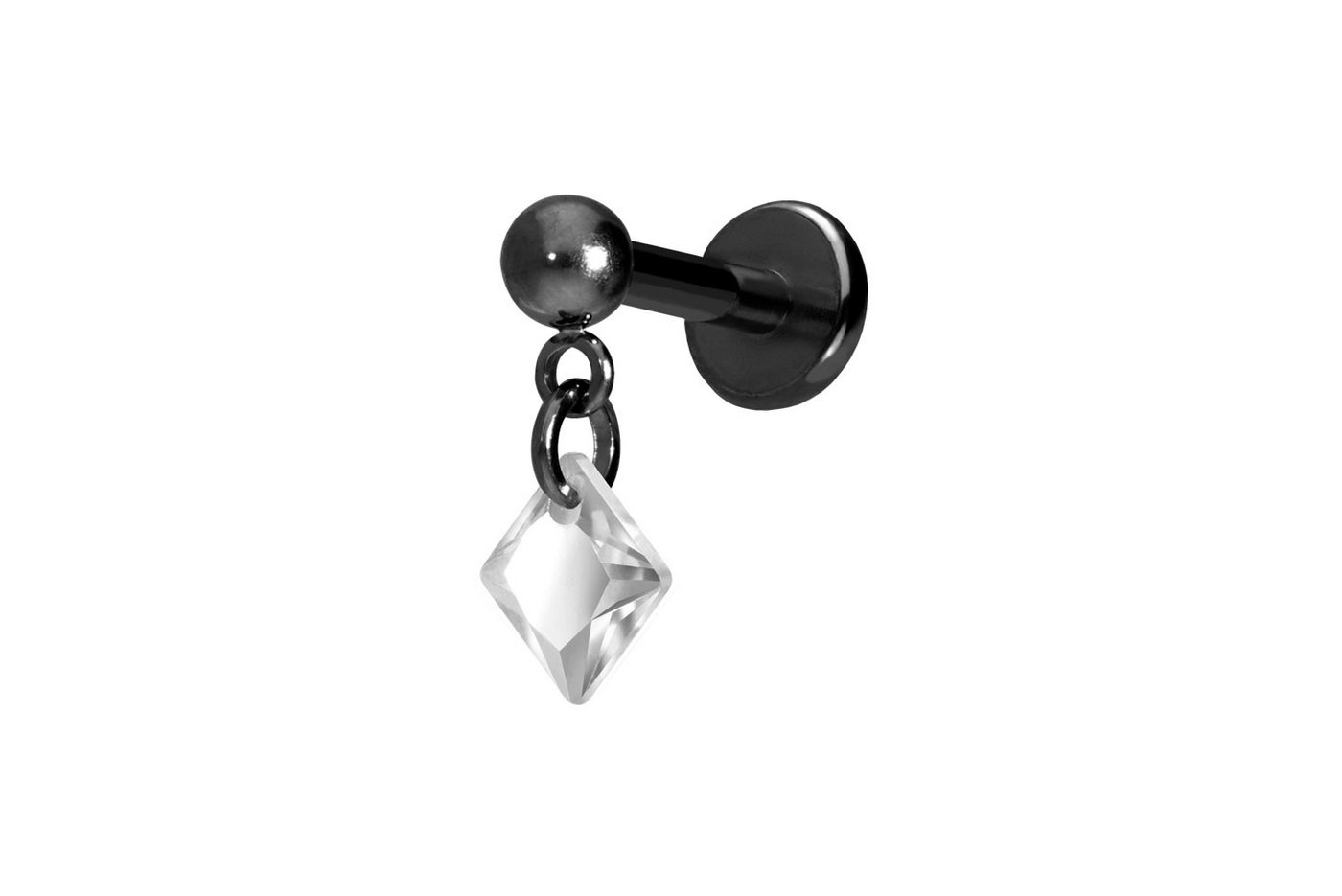 PIERCINGLINE Piercing-Set Titan Labret mit Push Fit KRISTALLQUADRAT (Labrets, 1-tlg) von PIERCINGLINE