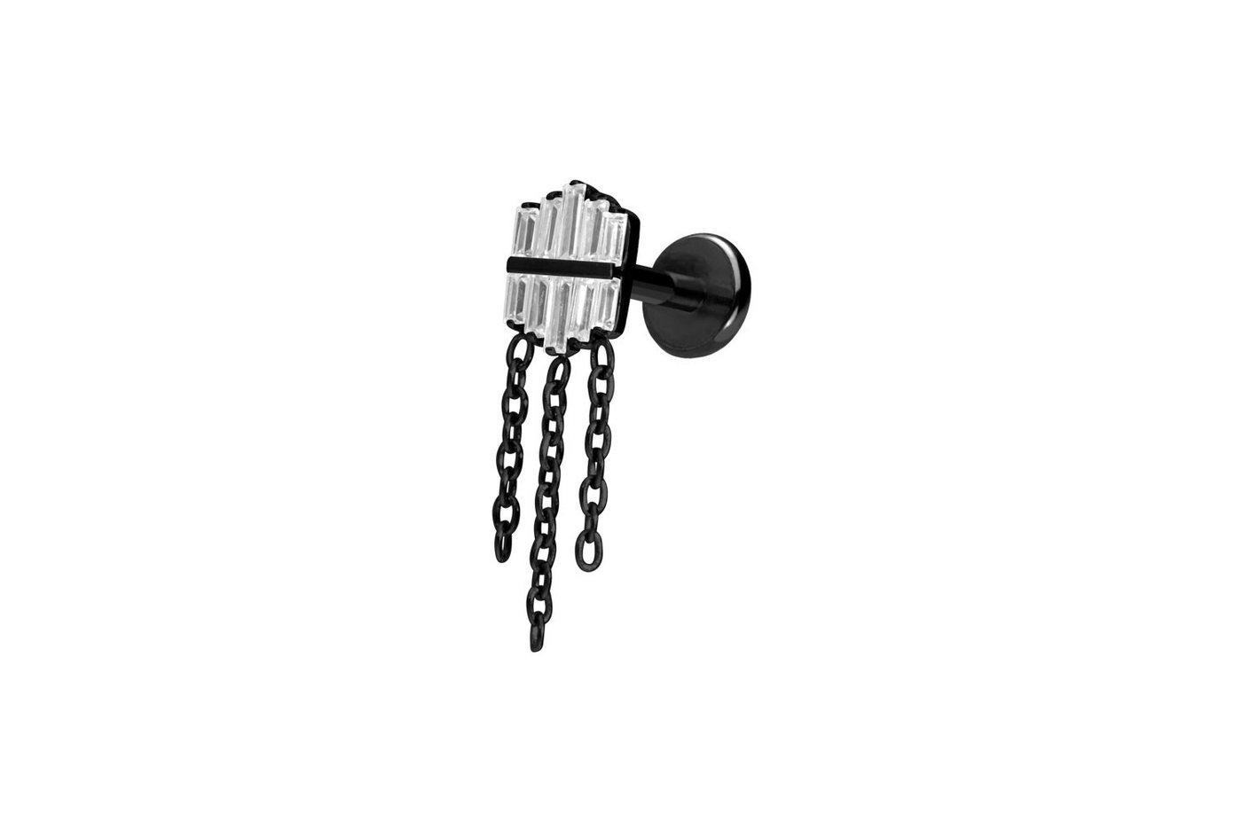 PIERCINGLINE Piercing-Set Titan Labret mit Push Fit KRISTALLSCHILD + 3 KETTEN (Labrets, 1-tlg) von PIERCINGLINE