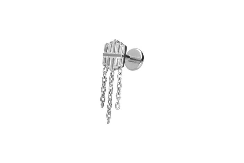 PIERCINGLINE Piercing-Set Titan Labret mit Push Fit KRISTALLSCHILD + 3 KETTEN (Labrets, 1-tlg) von PIERCINGLINE