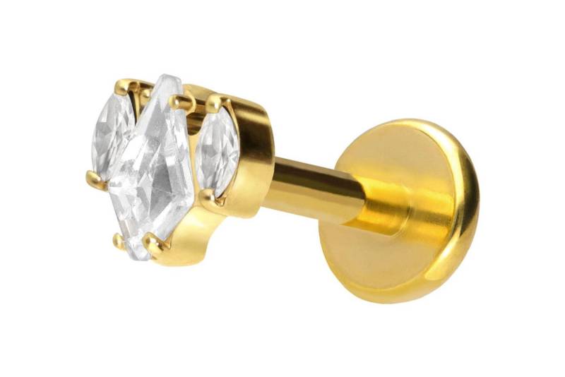 PIERCINGLINE Piercing-Set Titan Labret mit Push Fit KRISTALLSCHILD + KRISTALLOVALE (Labrets, 1-tlg) von PIERCINGLINE