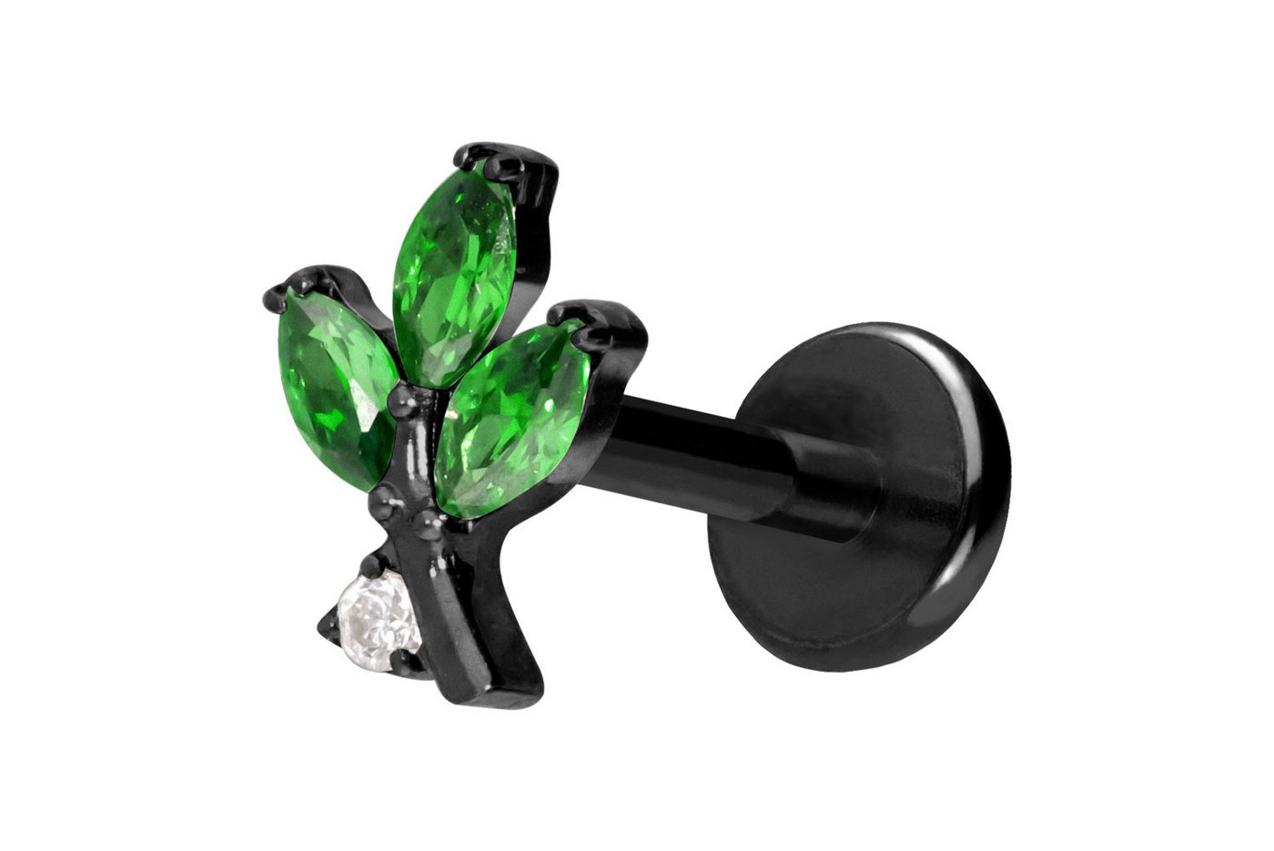 PIERCINGLINE Piercing-Set Titan Labret mit Push Fit KRISTALLZWEIG (Labrets, 1-tlg) von PIERCINGLINE