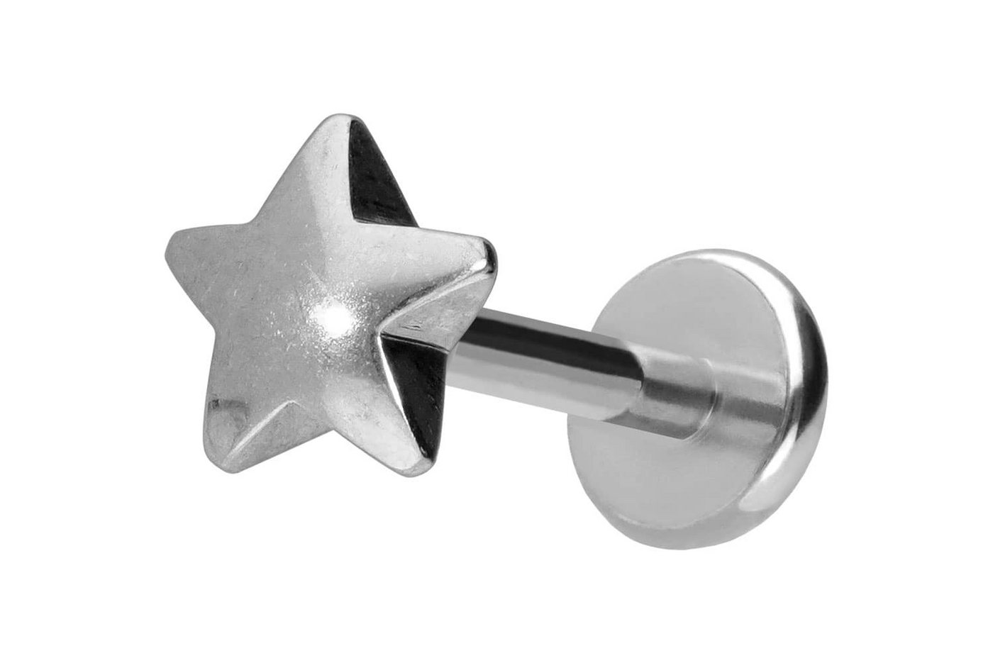 PIERCINGLINE Piercing-Set Titan Labret mit Push Fit STERN (Labrets / 1 Stk) von PIERCINGLINE