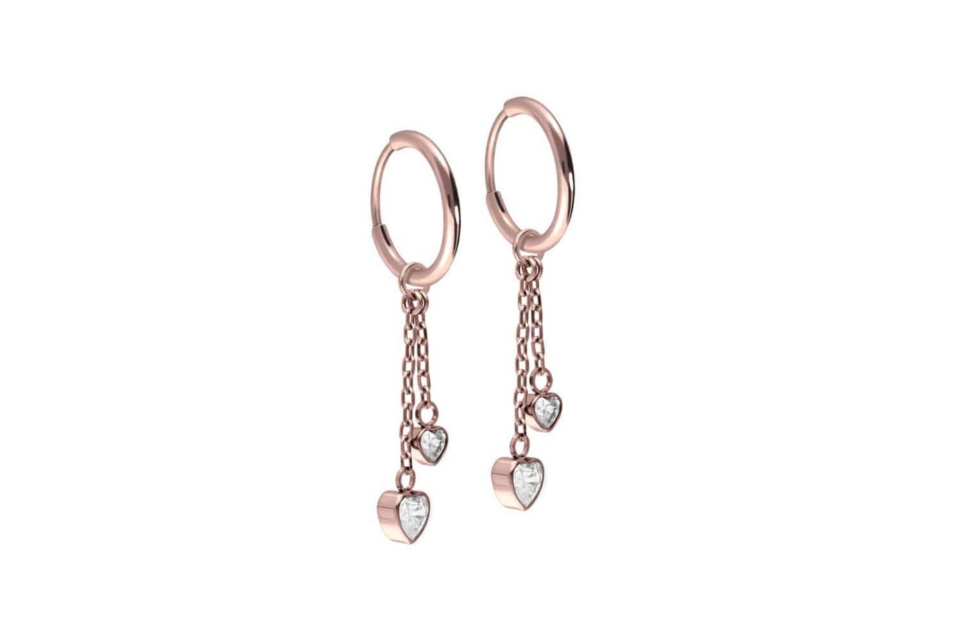 PIERCINGLINE Creolen-Set Titan Ohrclicker Creolen 2 KRISTALLHERZEN (Creolen, 1-tlg) von PIERCINGLINE