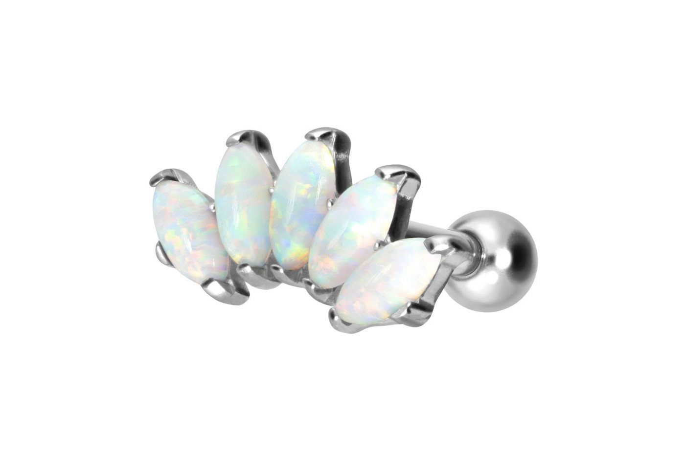 PIERCINGLINE Piercing-Set Titan Ohrpiercing mit Innengewinde BOGEN + SYNTHETISCHE OPALE (Mini-Barbells, 1-tlg) von PIERCINGLINE