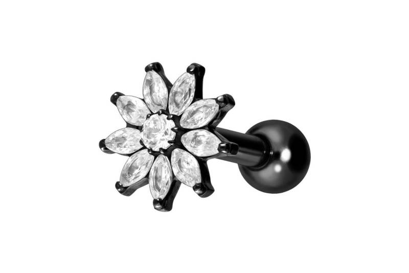 PIERCINGLINE Piercing-Set Titan Ohrpiercing mit Innengewinde KRISTALLBLUME (Mini-Barbells, 1-tlg) von PIERCINGLINE