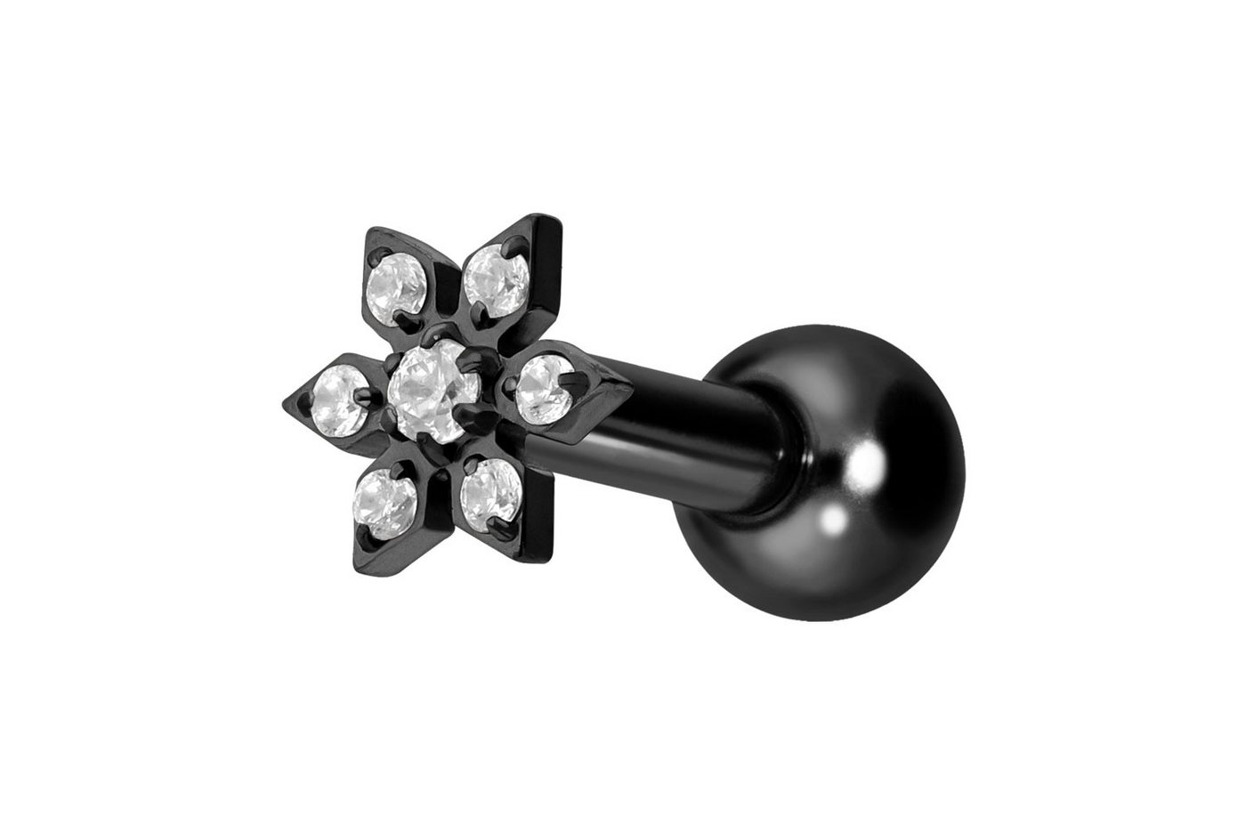 PIERCINGLINE Piercing-Set Titan Ohrpiercing mit Innengewinde KRISTALLBLUME (Mini-Barbells, 1-tlg) von PIERCINGLINE