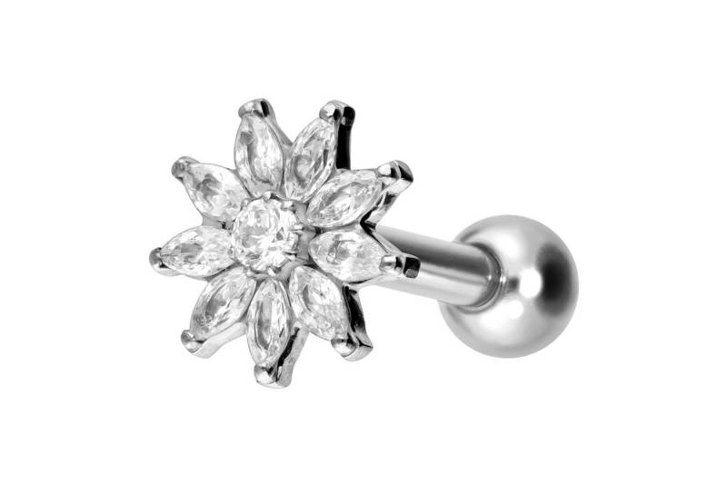 PIERCINGLINE Piercing-Set Titan Ohrpiercing mit Innengewinde KRISTALLBLUME (Mini-Barbells, 1-tlg) von PIERCINGLINE