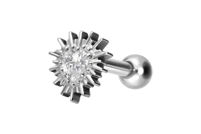 PIERCINGLINE Piercing-Set Titan Ohrpiercing mit Innengewinde KRISTALLHERZ + SONNENSTRAHLEN (Mini-Barbells, 1-tlg) von PIERCINGLINE