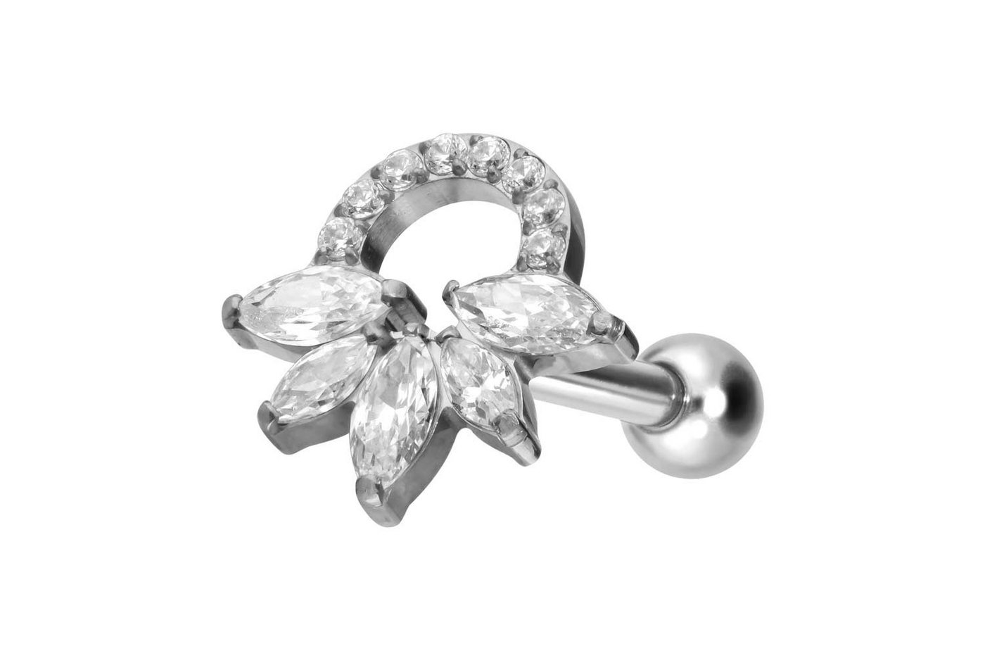 PIERCINGLINE Piercing-Set Titan Ohrpiercing mit Innengewinde KRISTALLRASSEL (Mini-Barbells, 1-tlg) von PIERCINGLINE