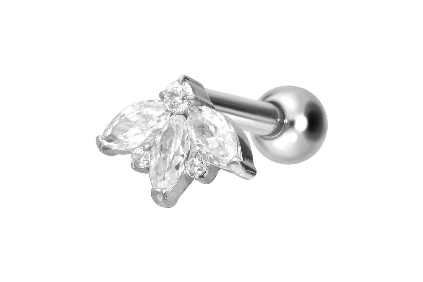 PIERCINGLINE Piercing-Set Titan Ohrpiercing mit Innengewinde LOTUSBLÜTE (Mini-Barbells, 1-tlg) von PIERCINGLINE