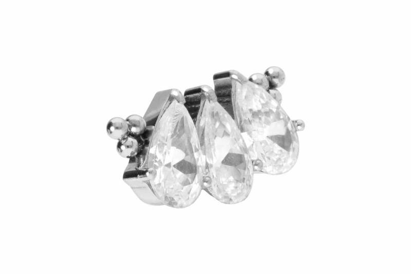 PIERCINGLINE Piercing-Set Titan Schraubaufsatz mit Außengewinde 3 EINGEFASSTE KRISTALLTROPFEN + (Schraub-Aufsätze / 1 Stk) von PIERCINGLINE