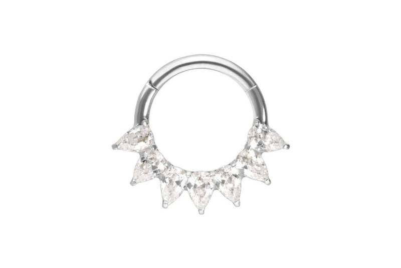 PIERCINGLINE Nasenpiercing Titan Segmentring Clicker 7 EINGEFASSTE KRISTALLTROPFEN (Clicker / 1 Stk) von PIERCINGLINE