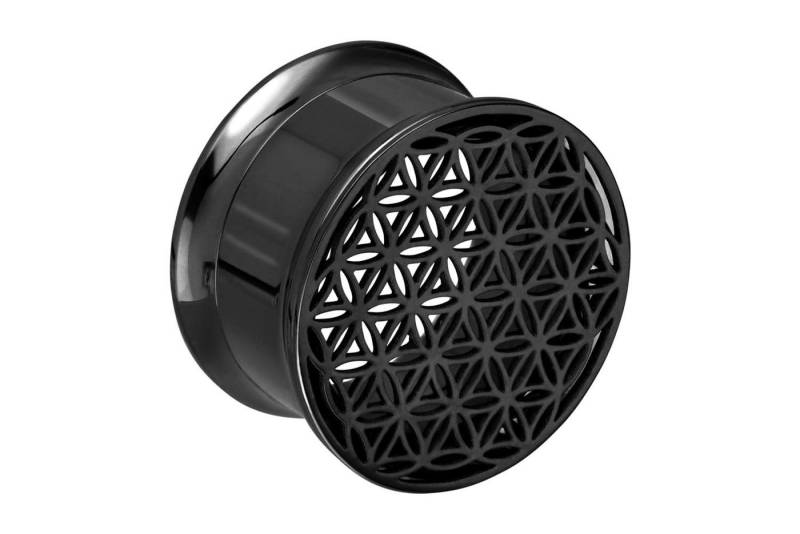 PIERCINGLINE Plug Chirurgenstahl Double Flared Tunnel BLUME DES LEBENS (Tunnels, 1-tlg) von PIERCINGLINE