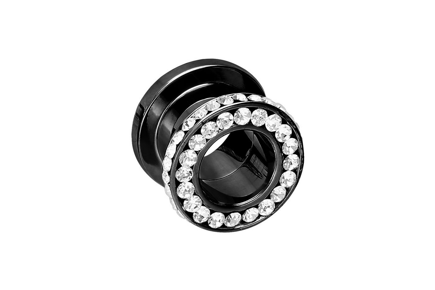 PIERCINGLINE Plug Chirurgenstahl Tunnel DOPPEL-KRISTALLRAND (Tunnels, 1-tlg) von PIERCINGLINE