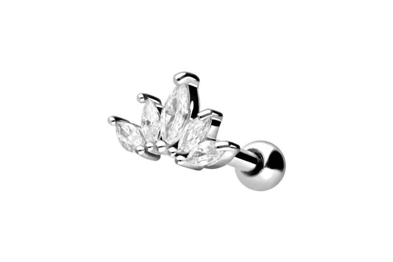 PIERCINGLINE Single-Ohrstecker (Mini-Barbells, Chirurgenstahl Ohrpiercing LOTUSBLÜTE + KRISTALLE) von PIERCINGLINE