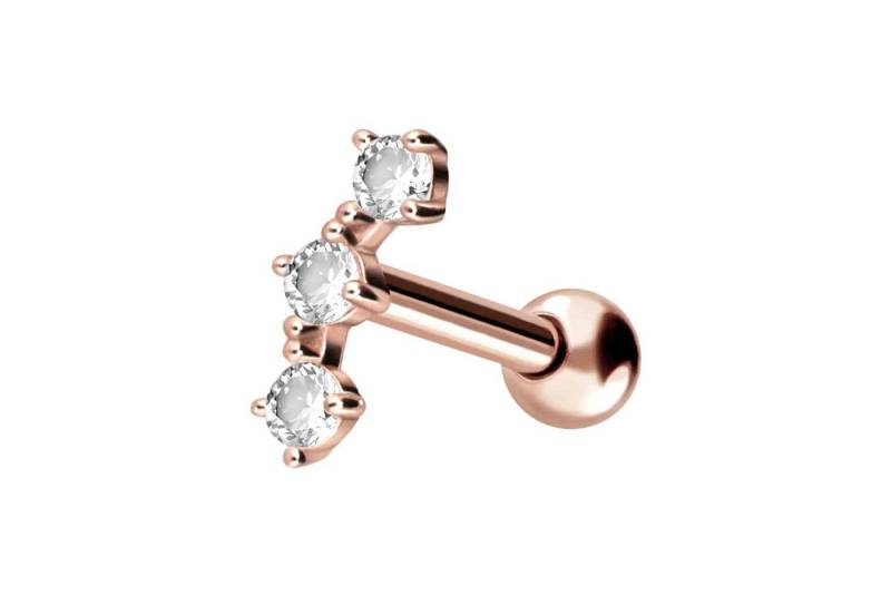 PIERCINGLINE Single-Ohrstecker 18 Karat Gold Ohrpiercing 3 KRISTALLE (Mini-Barbells) von PIERCINGLINE