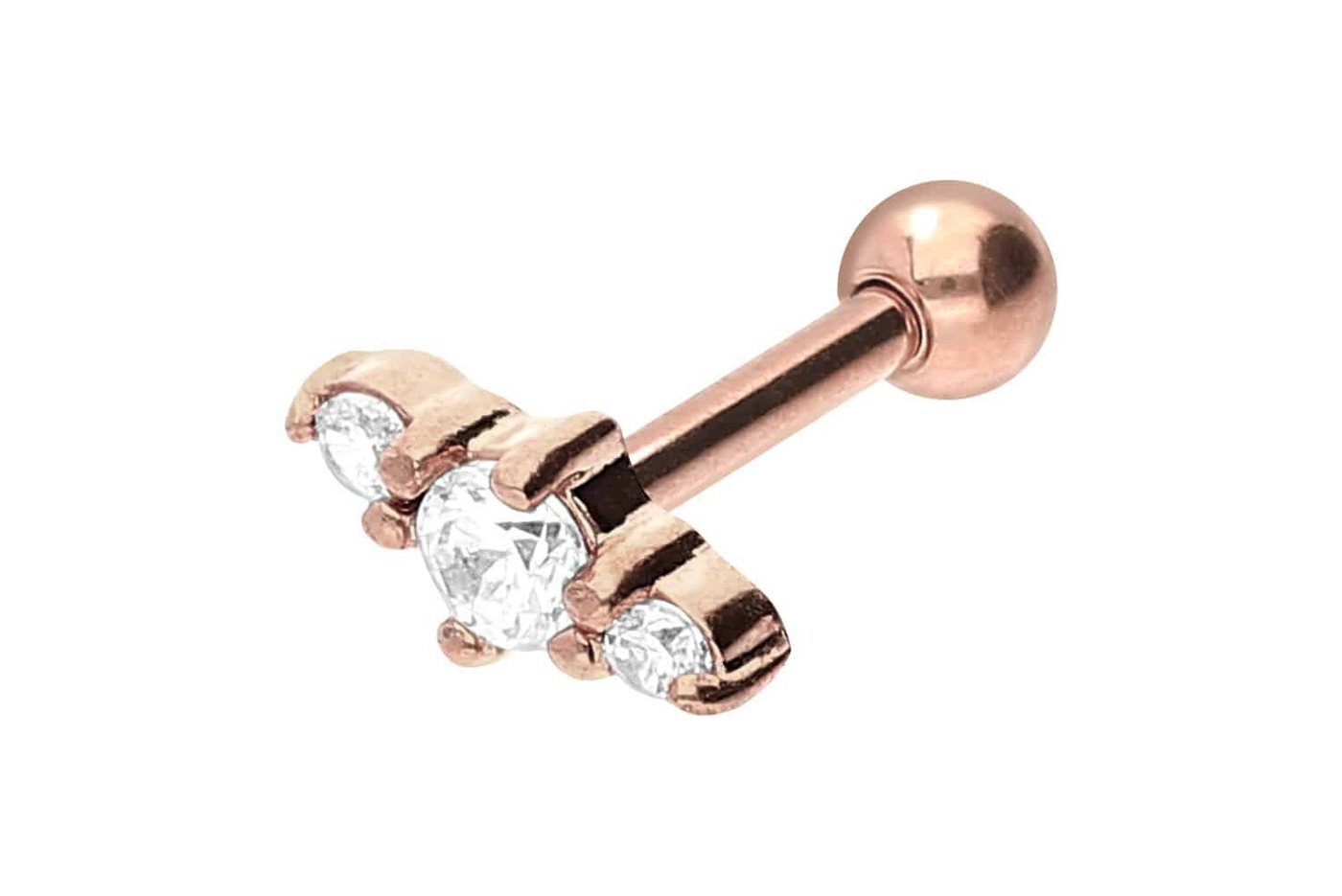 PIERCINGLINE Single-Ohrstecker Chirurgenstahl Ohrpiercing 3 KRISTALLE (Mini-Barbells / 1 Stk) von PIERCINGLINE