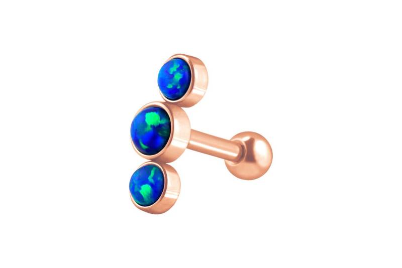 PIERCINGLINE Single-Ohrstecker (Mini-Barbells, Chirurgenstahl Ohrpiercing 3 SYNTHETISCHE OPALE) von PIERCINGLINE
