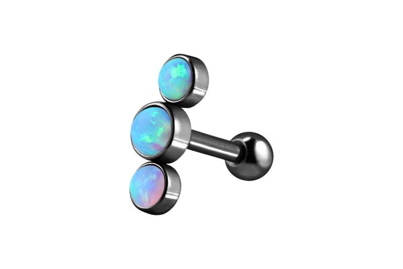 PIERCINGLINE Single-Ohrstecker (Mini-Barbells, Chirurgenstahl Ohrpiercing 3 SYNTHETISCHE OPALE) von PIERCINGLINE