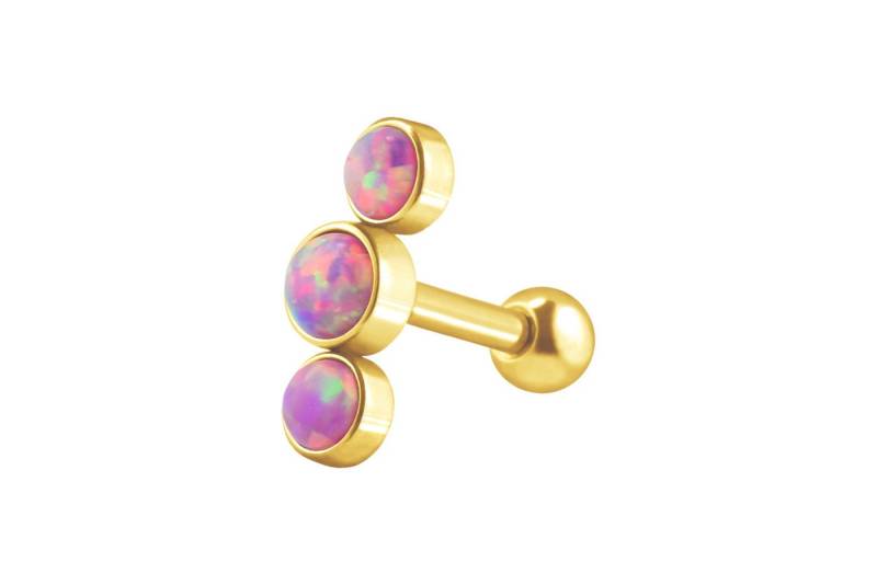 PIERCINGLINE Single-Ohrstecker (Mini-Barbells, Chirurgenstahl Ohrpiercing 3 SYNTHETISCHE OPALE) von PIERCINGLINE