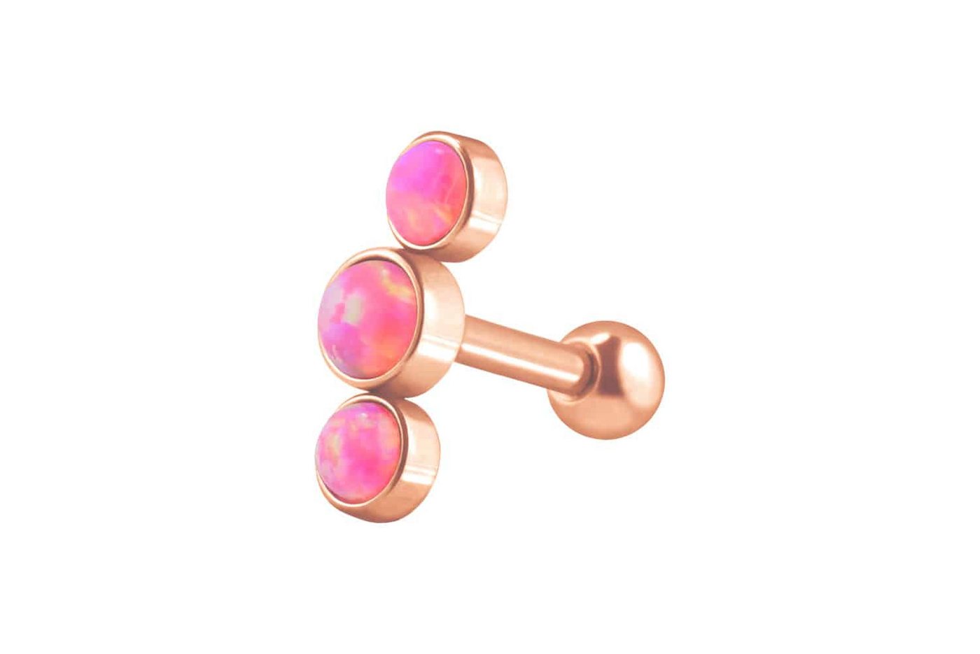 PIERCINGLINE Single-Ohrstecker (Mini-Barbells, Chirurgenstahl Ohrpiercing 3 SYNTHETISCHE OPALE) von PIERCINGLINE
