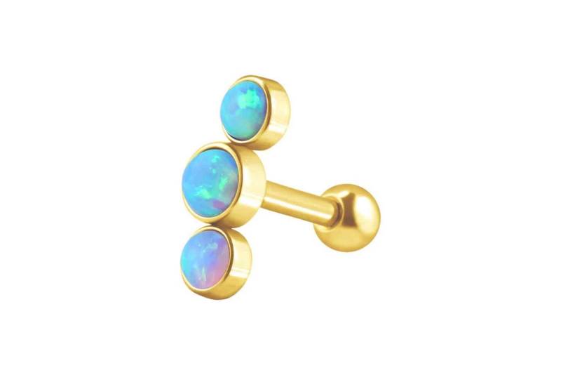 PIERCINGLINE Piercing-Set Chirurgenstahl Ohrpiercing 3 SYNTHETISCHE OPALE (Mini-Barbells, 1-tlg) von PIERCINGLINE