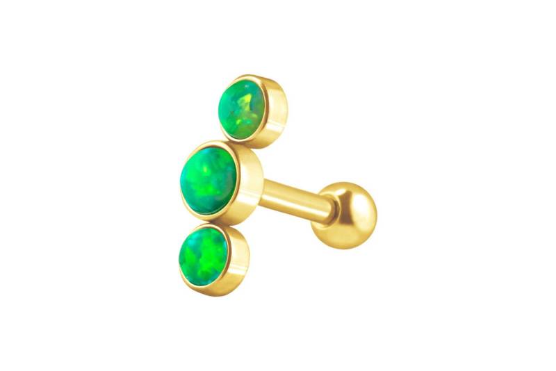 PIERCINGLINE Single-Ohrstecker (Mini-Barbells, Chirurgenstahl Ohrpiercing 3 SYNTHETISCHE OPALE) von PIERCINGLINE