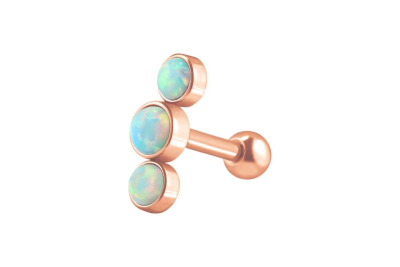 PIERCINGLINE Single-Ohrstecker (Mini-Barbells, Chirurgenstahl Ohrpiercing 3 SYNTHETISCHE OPALE) von PIERCINGLINE