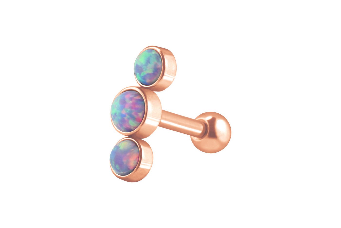 PIERCINGLINE Single-Ohrstecker (Mini-Barbells, Chirurgenstahl Ohrpiercing 3 SYNTHETISCHE OPALE) von PIERCINGLINE