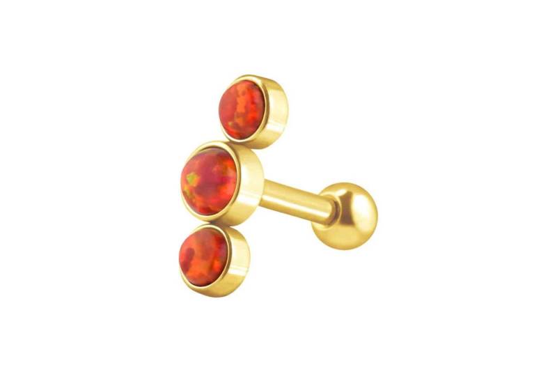 PIERCINGLINE Single-Ohrstecker (Mini-Barbells, Chirurgenstahl Ohrpiercing 3 SYNTHETISCHE OPALE) von PIERCINGLINE