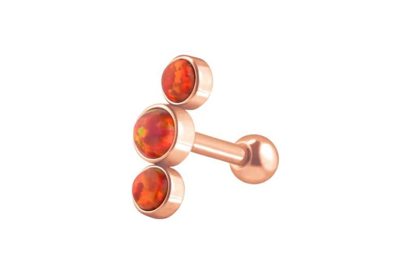 PIERCINGLINE Single-Ohrstecker Chirurgenstahl Ohrpiercing 3 SYNTHETISCHE OPALE (Mini-Barbells / 1 Stk) von PIERCINGLINE