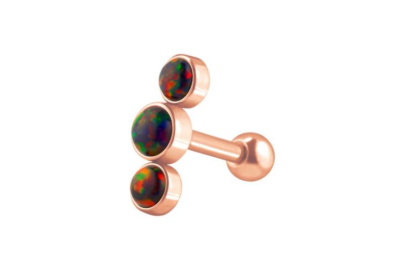 PIERCINGLINE Single-Ohrstecker (Mini-Barbells, Chirurgenstahl Ohrpiercing 3 SYNTHETISCHE OPALE) von PIERCINGLINE