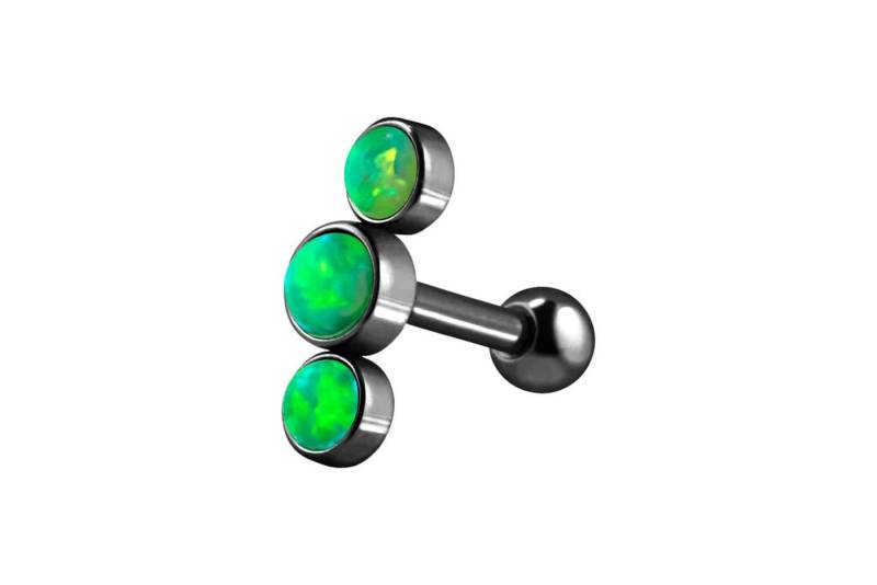 PIERCINGLINE Single-Ohrstecker (Mini-Barbells, Chirurgenstahl Ohrpiercing 3 SYNTHETISCHE OPALE) von PIERCINGLINE