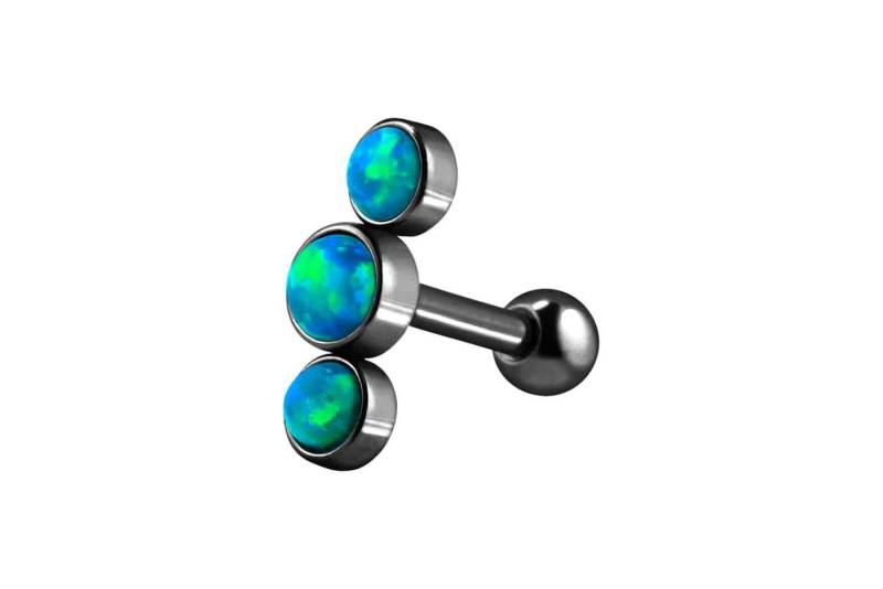 PIERCINGLINE Single-Ohrstecker (Mini-Barbells, Chirurgenstahl Ohrpiercing 3 SYNTHETISCHE OPALE) von PIERCINGLINE