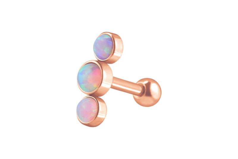 PIERCINGLINE Single-Ohrstecker (Mini-Barbells, Chirurgenstahl Ohrpiercing 3 SYNTHETISCHE OPALE) von PIERCINGLINE