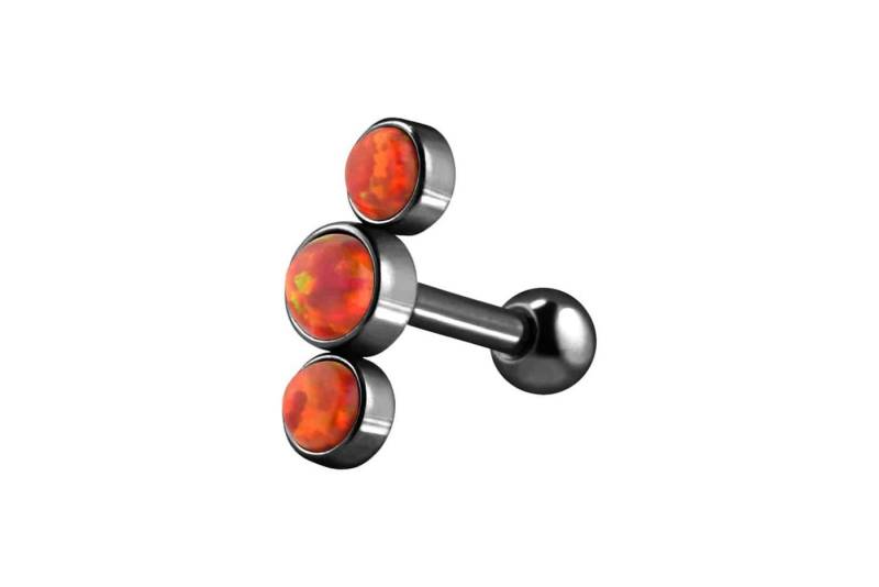 PIERCINGLINE Single-Ohrstecker Chirurgenstahl Ohrpiercing 3 SYNTHETISCHE OPALE (Mini-Barbells / 1 Stk) von PIERCINGLINE