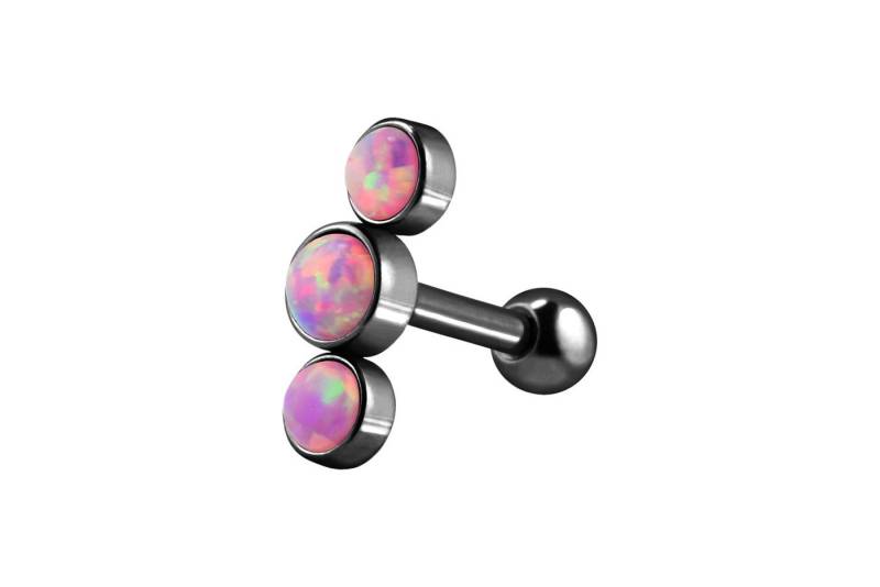 PIERCINGLINE Single-Ohrstecker (Mini-Barbells, Chirurgenstahl Ohrpiercing 3 SYNTHETISCHE OPALE) von PIERCINGLINE