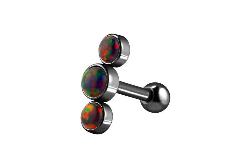 PIERCINGLINE Single-Ohrstecker (Mini-Barbells, Chirurgenstahl Ohrpiercing 3 SYNTHETISCHE OPALE) von PIERCINGLINE