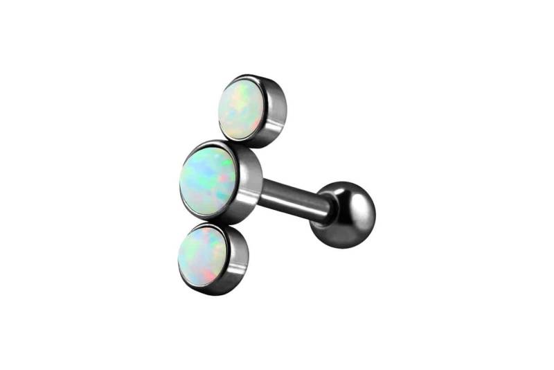PIERCINGLINE Piercing-Set Chirurgenstahl Ohrpiercing 3 SYNTHETISCHE OPALE (Mini-Barbells, 1-tlg) von PIERCINGLINE