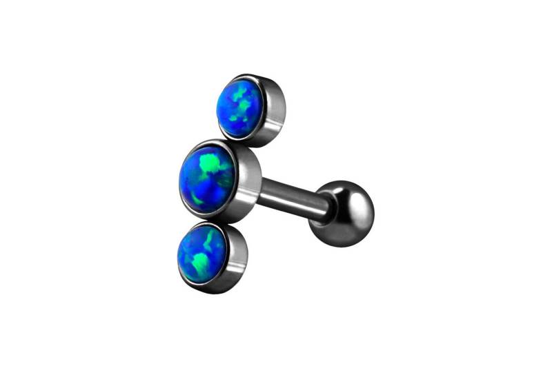 PIERCINGLINE Single-Ohrstecker (Mini-Barbells, Chirurgenstahl Ohrpiercing 3 SYNTHETISCHE OPALE) von PIERCINGLINE