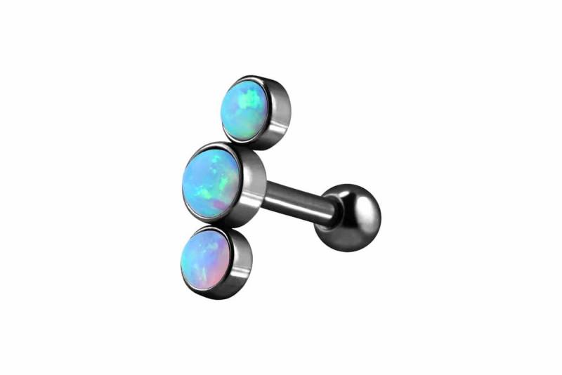 PIERCINGLINE Piercing-Set Chirurgenstahl Ohrpiercing 3 SYNTHETISCHE OPALE (Mini-Barbells, 1-tlg) von PIERCINGLINE