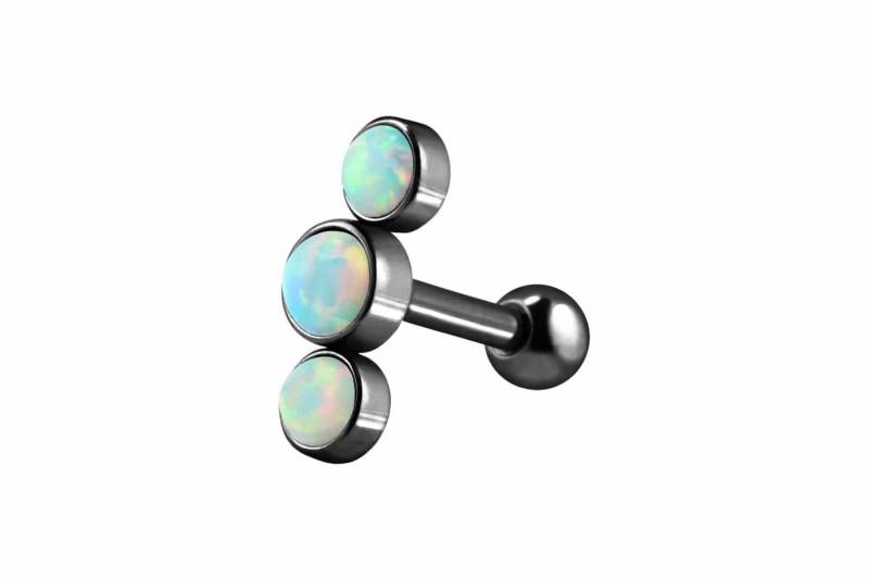 PIERCINGLINE Piercing-Set Chirurgenstahl Ohrpiercing 3 SYNTHETISCHE OPALE (Mini-Barbells, 1-tlg) von PIERCINGLINE