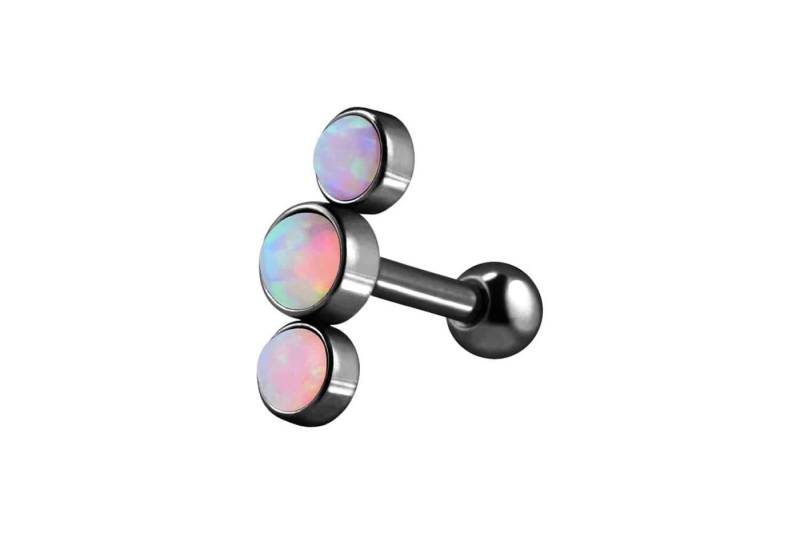 PIERCINGLINE Single-Ohrstecker (Mini-Barbells, Chirurgenstahl Ohrpiercing 3 SYNTHETISCHE OPALE) von PIERCINGLINE