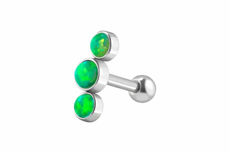 PIERCINGLINE Piercing-Set Chirurgenstahl Ohrpiercing 3 SYNTHETISCHE OPALE (Mini-Barbells, 1-tlg) von PIERCINGLINE