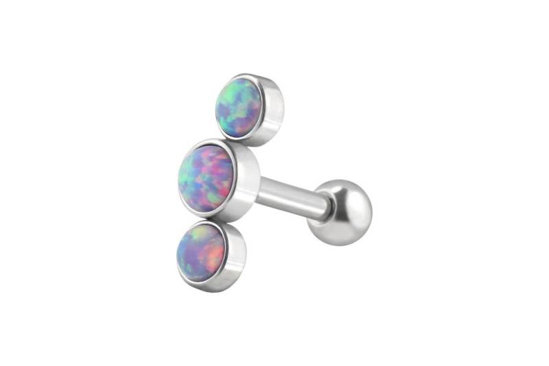 PIERCINGLINE Single-Ohrstecker (Mini-Barbells, Chirurgenstahl Ohrpiercing 3 SYNTHETISCHE OPALE) von PIERCINGLINE