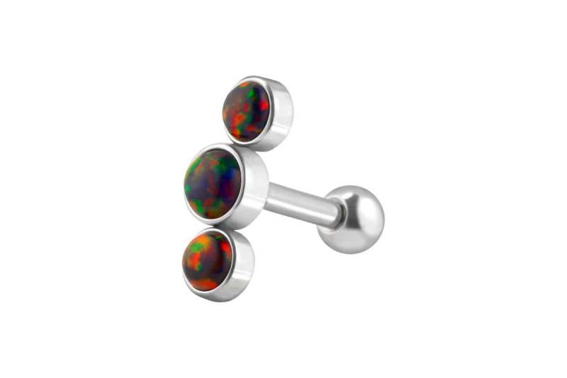PIERCINGLINE Piercing-Set Chirurgenstahl Ohrpiercing 3 SYNTHETISCHE OPALE (Mini-Barbells / 1 Stk) von PIERCINGLINE
