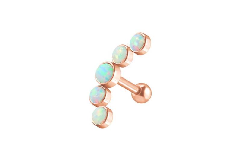 PIERCINGLINE Piercing-Set Chirurgenstahl Ohrpiercing 5 SYNTHETISCHE OPALE (Mini-Barbells, 1-tlg) von PIERCINGLINE